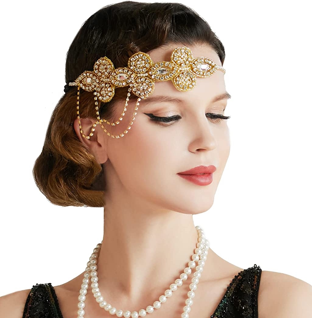 uijuhi❦☊□  1920s Headpiece Roaring 20s Accessories