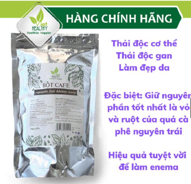 Bột cà phê nguyên trái không rang thải độc Enema Gerson Viet healthy bịch 1kg