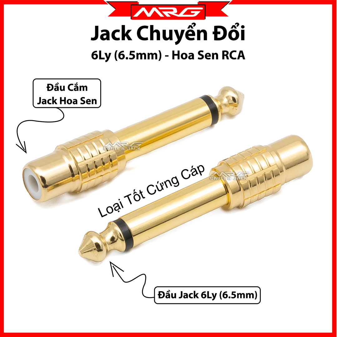 Jack 6 Ly Ra AV Hoa Sen Loại Tốt, chuyển đổi đầu jack 6.5 sang av cái, giá 1 chiếc (6.35mm to rca-female adapter)