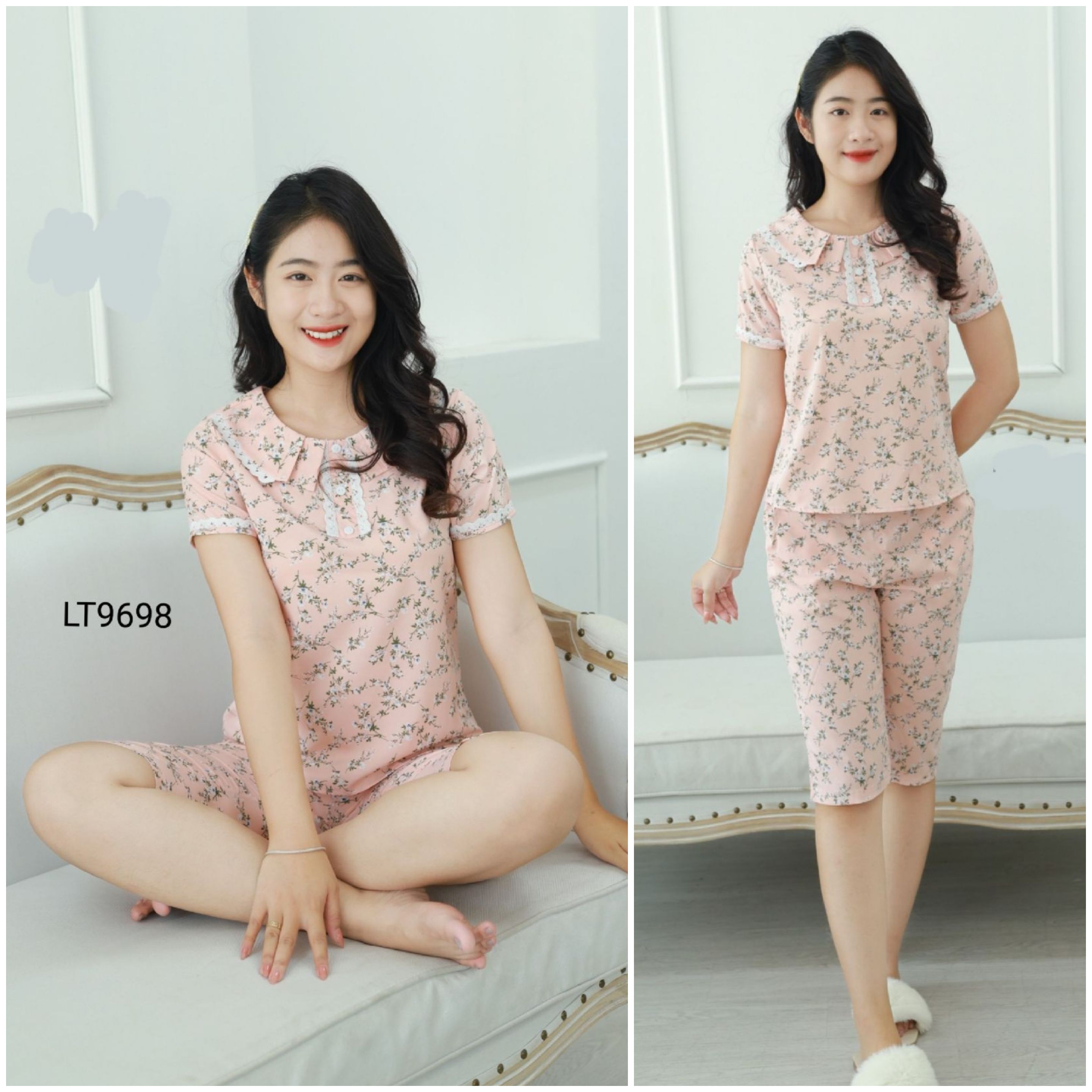(BunnySky) Đồ bộ mặc nhà lửng lụa mềm mịn, quần áo nữ mẫu lửng mặc hè