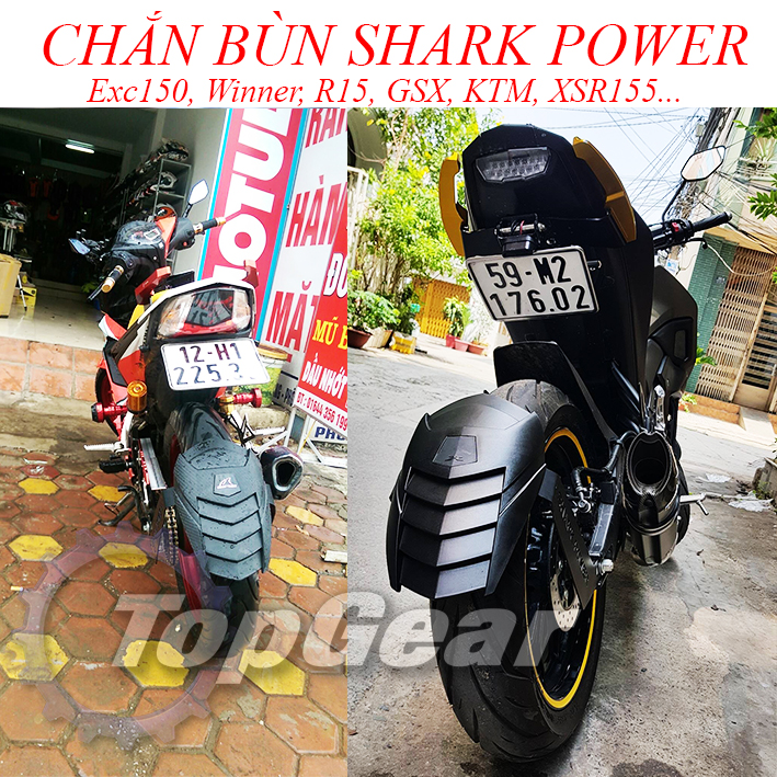 Chắn Bùn Shark Power - Chân Sắt 2 Bên, Lắp Nhiều Dòng Xe