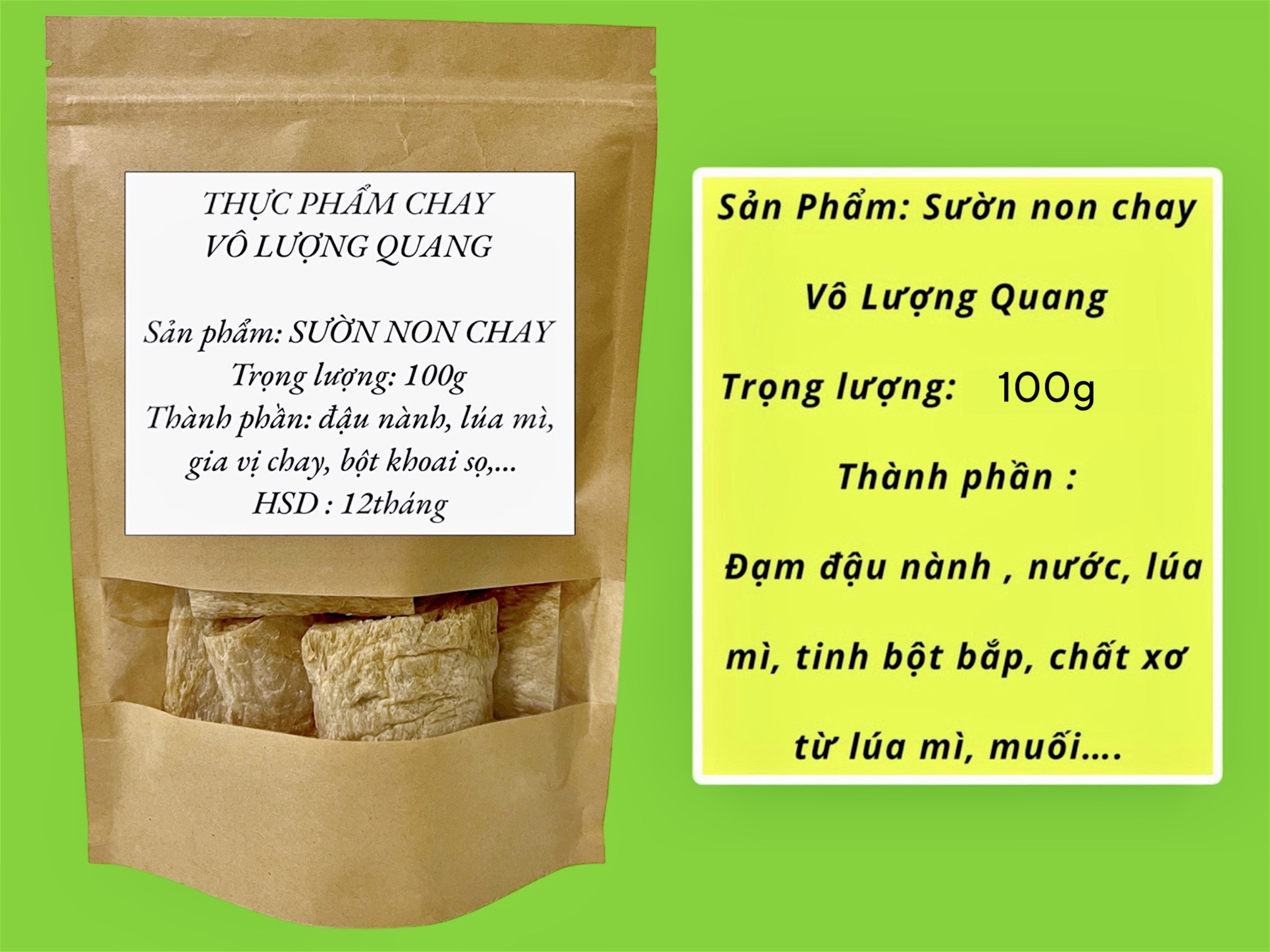 Sườn non chay(loại dày) 100g/ Vô Lượng Quang cao cấp