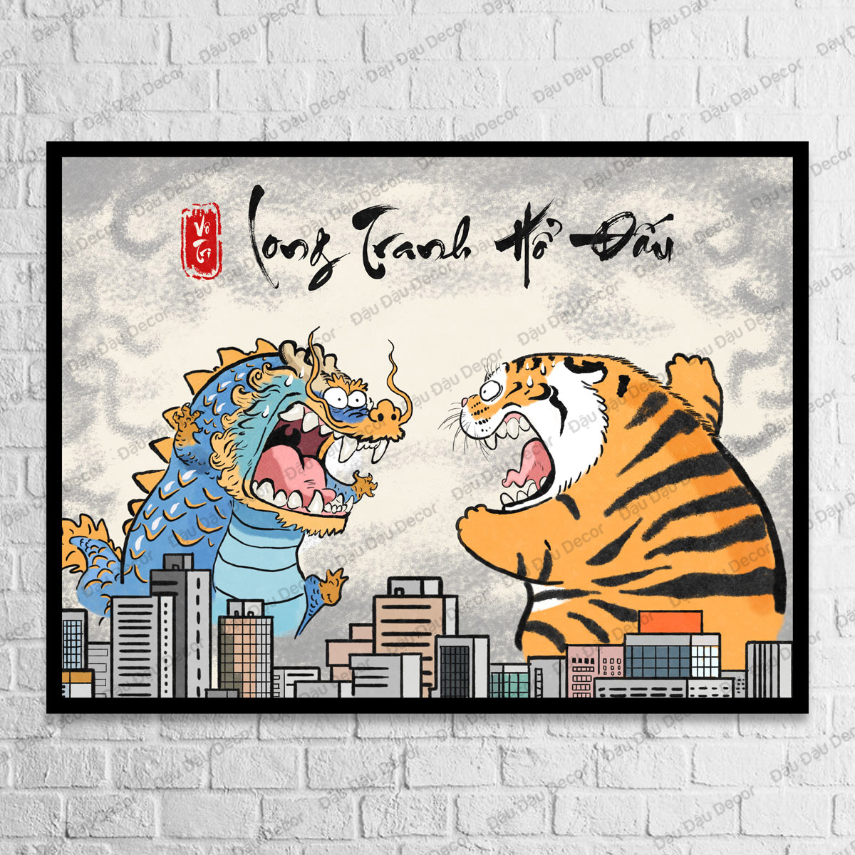 Tranh Long tranh hổ đấu chế hài vô tri hài hước 30x40 - Lazada | Lazada.vn