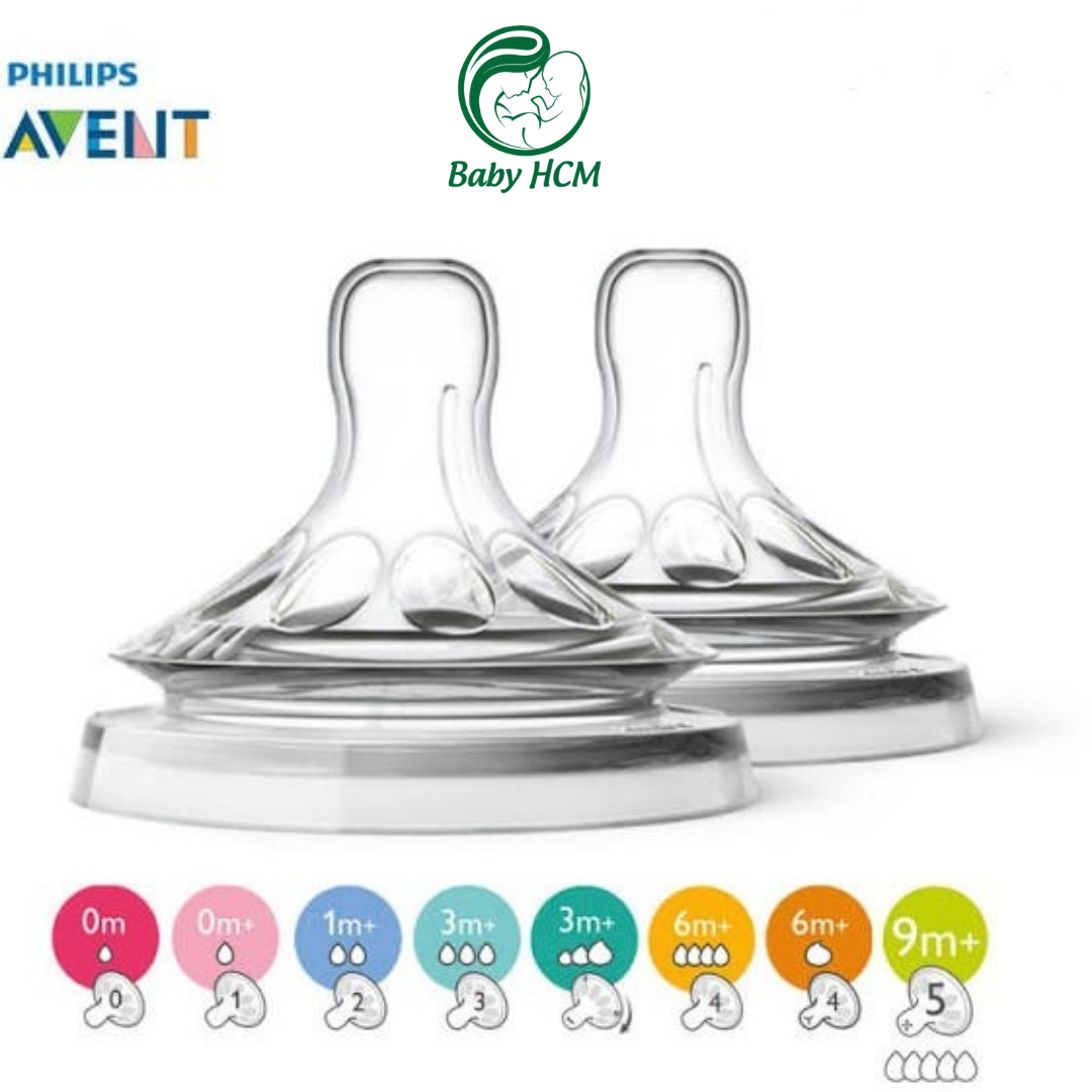 Núm ty thay bình sữa Philips Avent số 4 đục lỗ cho bé 9 tháng+