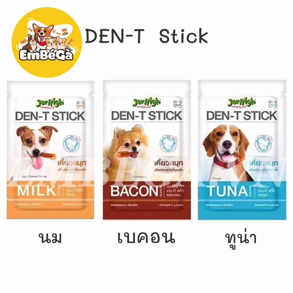 Jerhigh Den-T Stick que gặm sạch răng cho chó - Gói 70g (6 que)