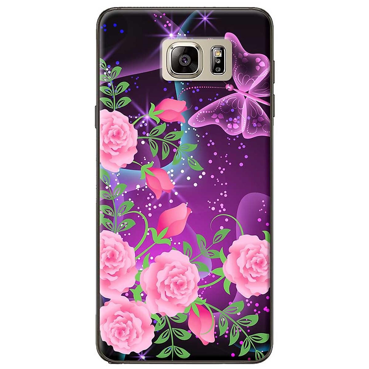 [HCM]Ốp lưng  dành cho Samsung Galaxy Note 5 mẫu Hoa hồng bướm tím