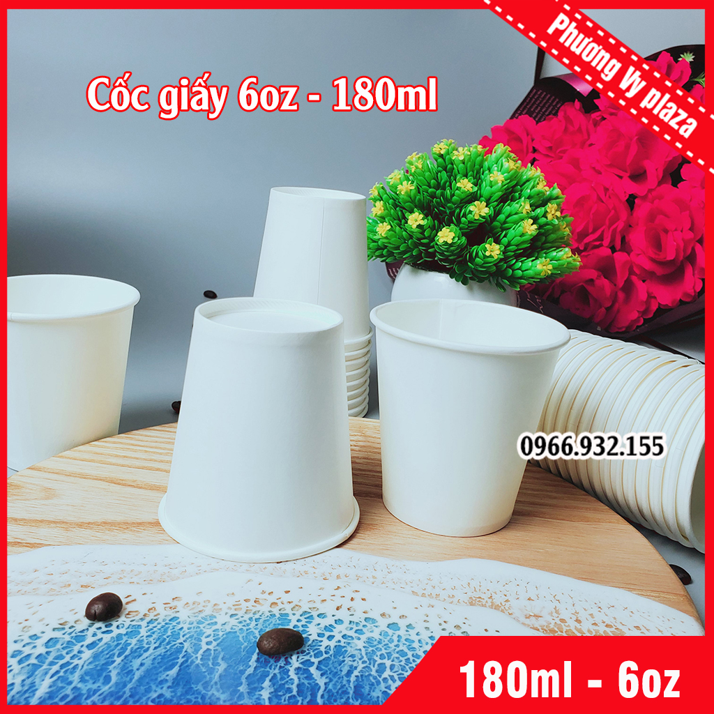 500 Ly giấy trắng 6oz ~ 180ml cốc giấy NHẬP KHẨU HÀN QUỐC (cốc dùng cho văn phòng, sự kiện)