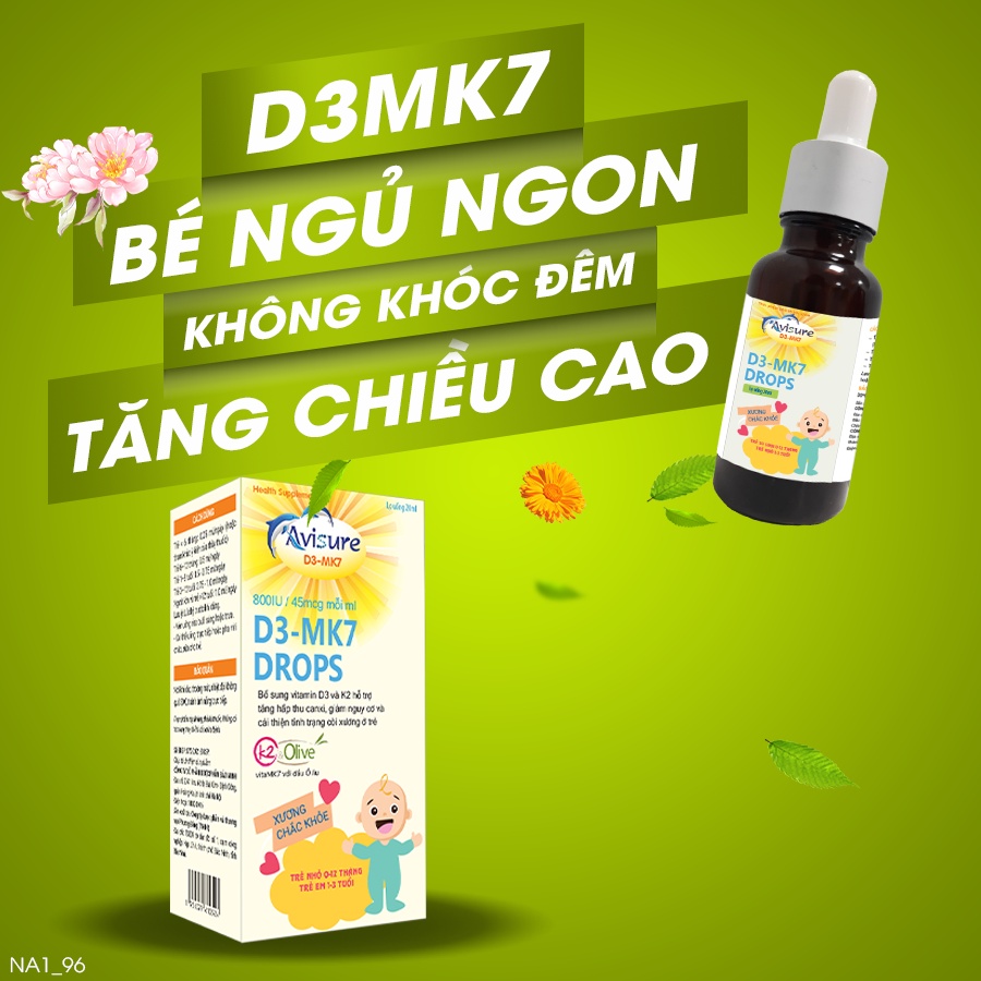 Bộ sản phẩm Avisure bổ sung vi chất toàn diện cho bé D3 mk7 drops DHA smart kid Safoli drops Avisure muno Calkid