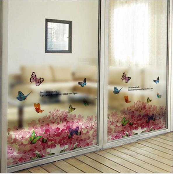 [HCM]Decal Trang Kính Cao Cấp - Hoa Bướm hồng ( 60x58 )-DK7010
