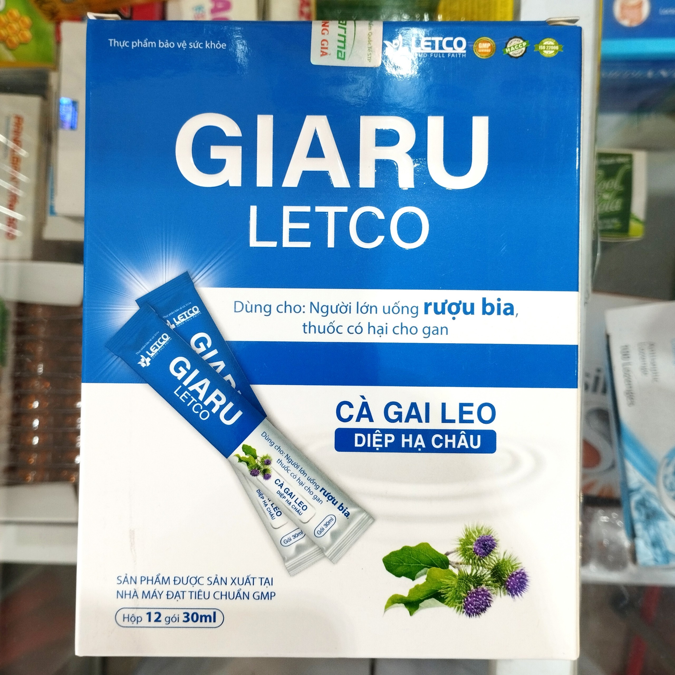GÓI UỐNG GIẢI RƯỢU GIARU Letco (hộp 12 gói)