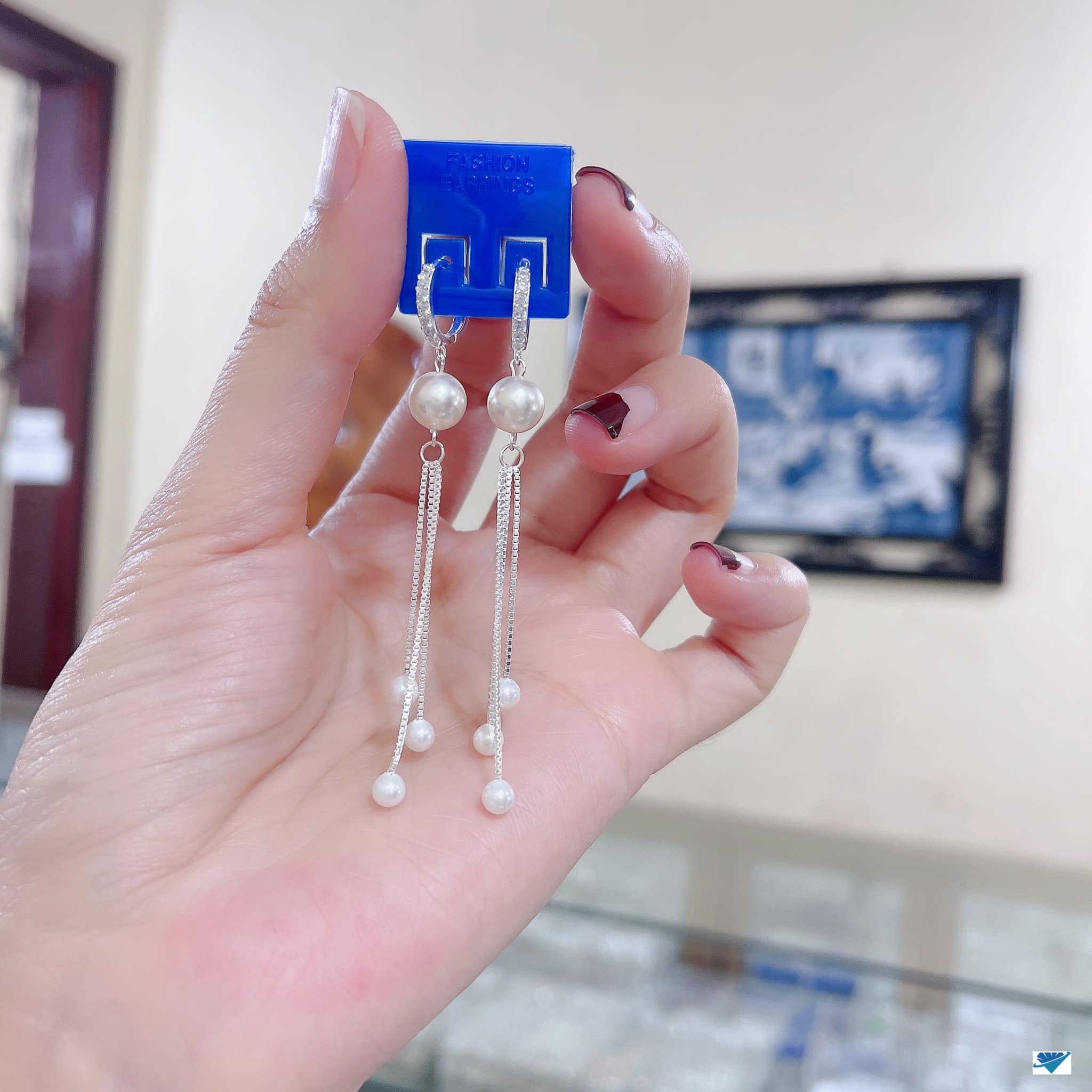 Bông tai bạc tua dài chất liệu bạc Ý MS145a