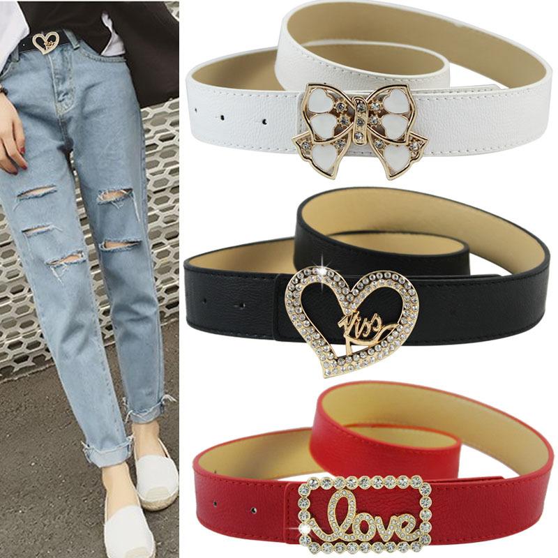 Dây nịt cho nữ mặt đính đá chữ love (3 màu)