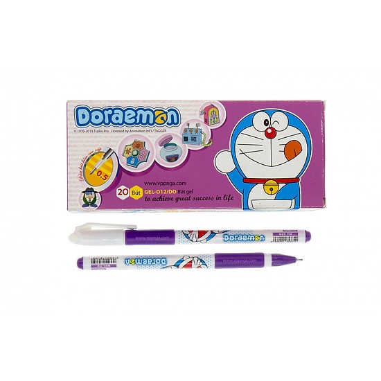 Hộp 20 bút nước thiên long gel-012/do doraemon 0.5mm màu tím