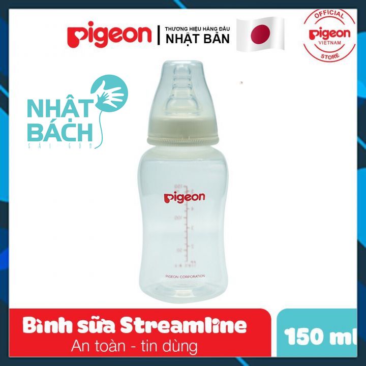 Bình Sữa Pigeon Bình sữa cổ hẹp Streamline nhựa PP 150ml