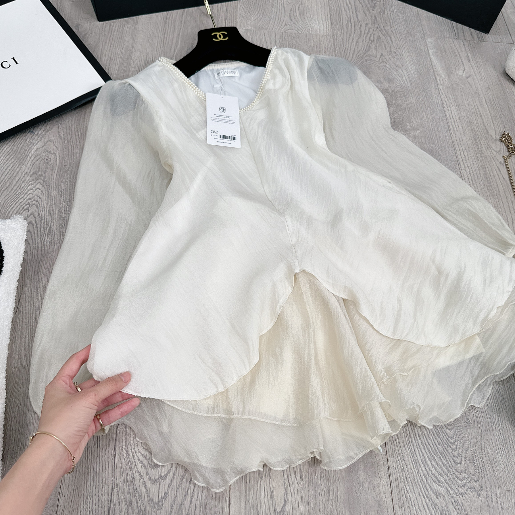 Set tơ cổ ngọc chân váy bèo siêu xinh
