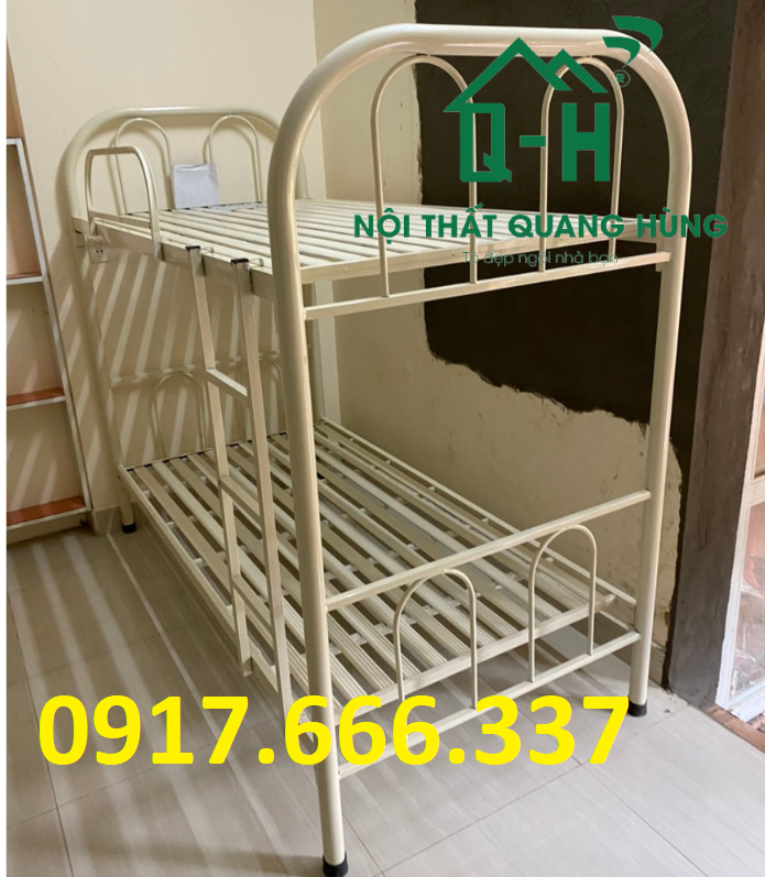 GIƯỜNG SẮT 2 TẦNG ÓNG TRÒN 1M2X2M DÀNH CHO HỌC SINH, SINH VIÊN