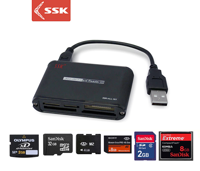 Đầu Đọc Thẻ Nhớ Ssk - Đọc Thẻ Micro Sd/ Sd / Cf/ M2 / Ms