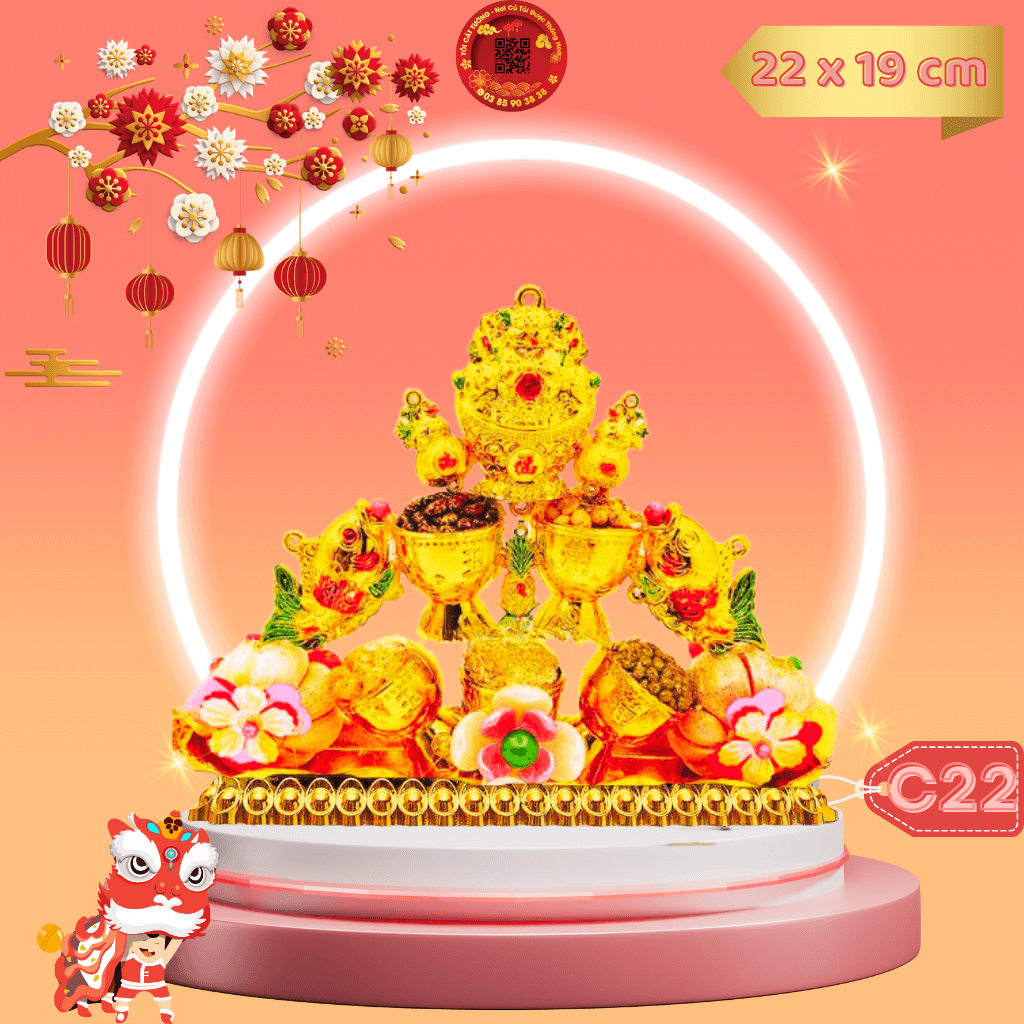 Tháp Tỏi Ông Địa Đậu Ngũ Sắc Vỉ Lân Vàng - TỎI CÁT TƯỜNG