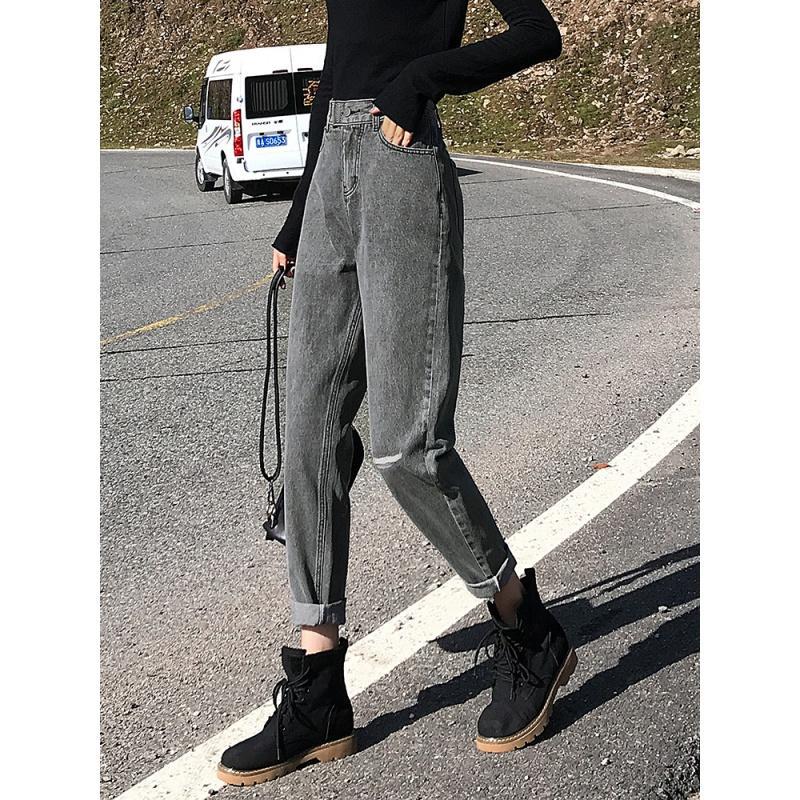 [ CHIẾM LẤY EM ĐI...!!! ] QUẦN BAGGY JEAN NỮ CAO CẤP NITI2 MÀU XÁM ĐEN RÁCH GỐI TRÁI FORM CHUẨN ĐỦ SIZE CỰC HOT-NB12359