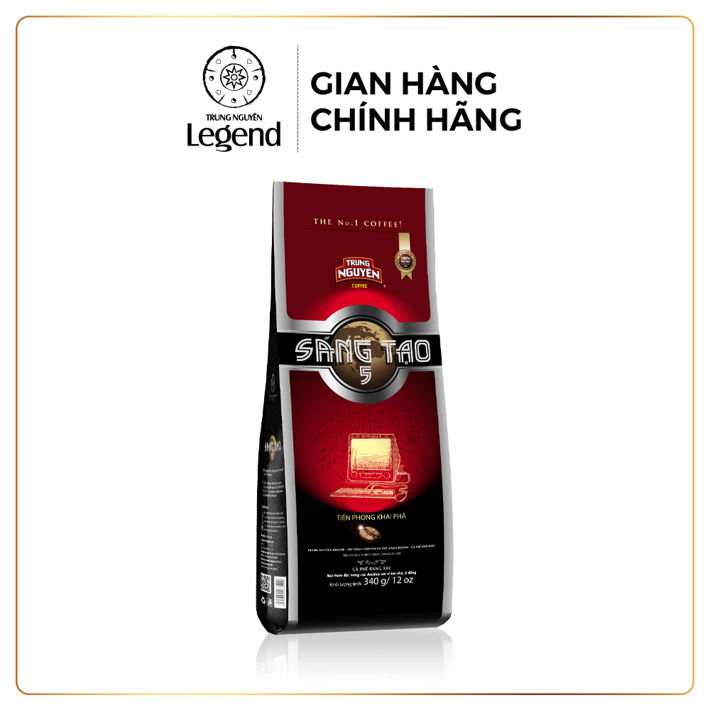 Trung Nguyên Legend Cà Phê Rang Xay Sáng Tạo 5 – Gói 340g – 100% Arabica, Vị Êm Dịu, Hậu Thơm Dài