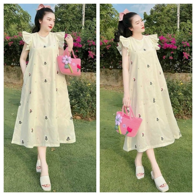 VÁY BẦU SANG CHẢNH - ĐẦM BẦU BABYDOLL DỰ TIỆC THIẾT KẾ ĐẸP PHÙ HỢP CÔNG SỞ VÀ MÙA HÈ