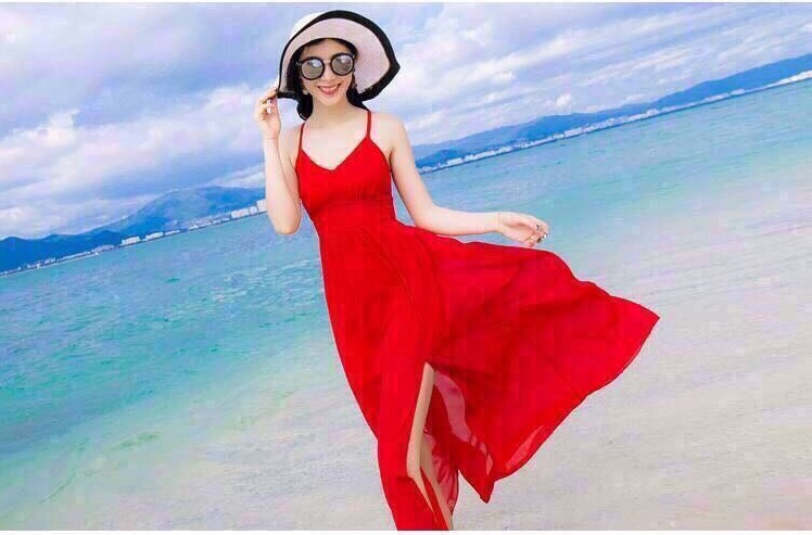 ĐẦM NỮ MAXI ĐI BIỂN ĐAN DÂY SIÊU ĐẸP THỜI TRANG THIẾT KẾ LANCHI M70