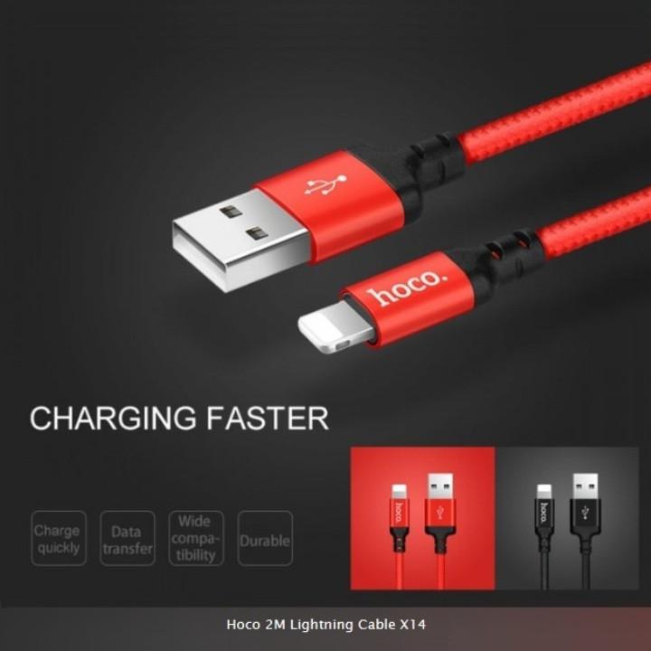 Cáp sạc Hoco X14 2m cổng Lightning cho iPhone dài 2m