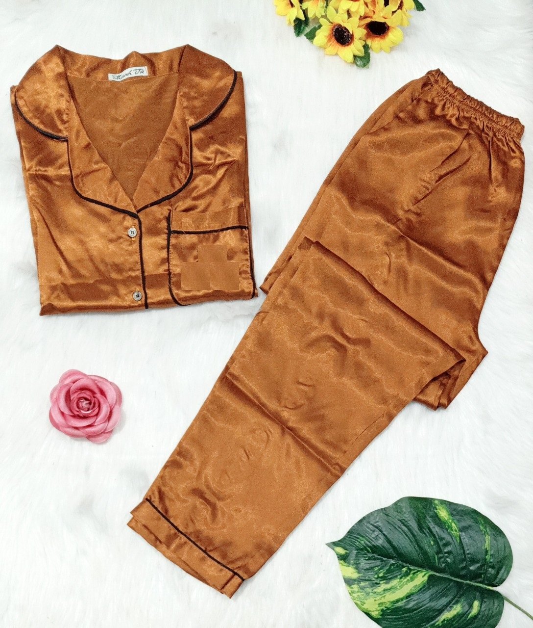 Bộ pijama phi lụa loại 1 cao cấp quần dài CÓ TÚI- tay dài