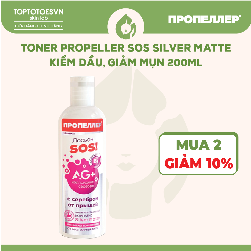 Toner Propeller SOS Silver Matte kiềm dầu, giảm mụn