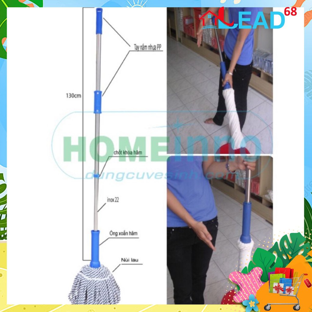 cây lau nhà vắt tự hãm tròn homeinno