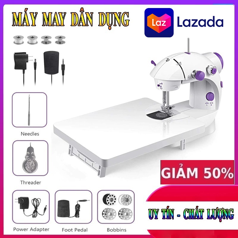 Máy khâu mini có vắt sổ Máy may gia đình Máy khâu đa năng - Máy May Mini Gia Đình Tích Hợp 2 Chế Độ Có Đèn LedMáy Cắt Chỉ Tích Hợp May Được Vải Thun Và Vải Bò Mỏng Đa Năng Bảo Hành 1 Đổi 1