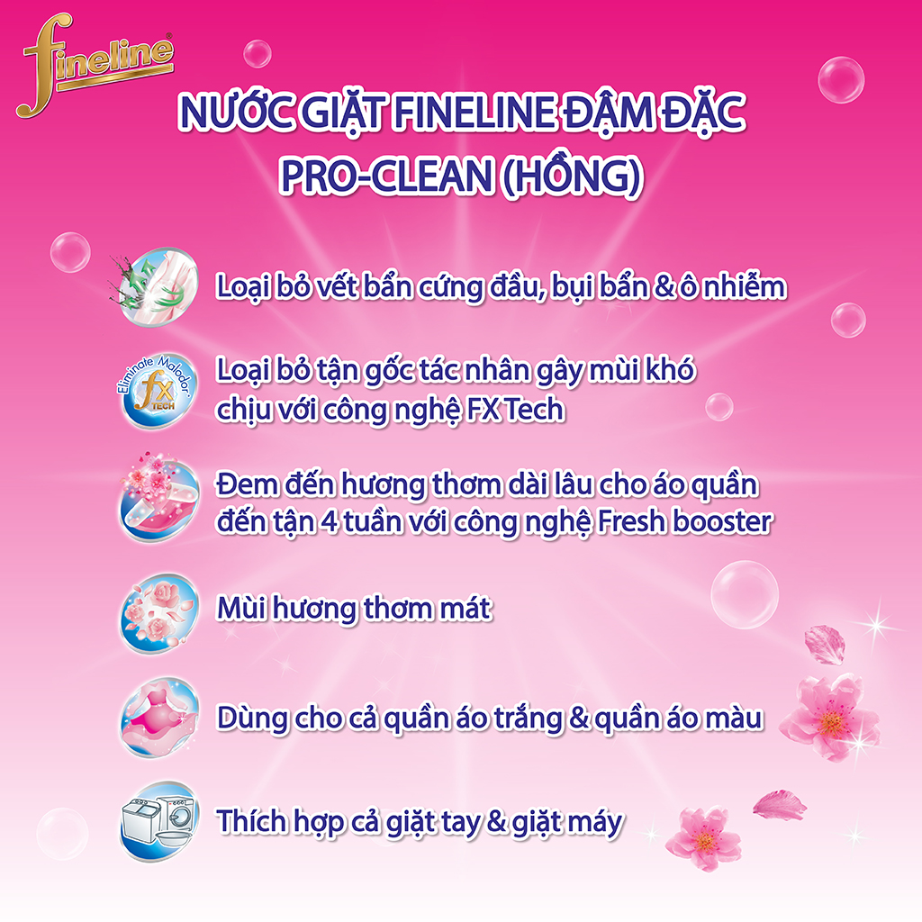 Nước Giặt Fineline Đậm Đặc Pro-Clean (Hồng) Can 3000 ml.