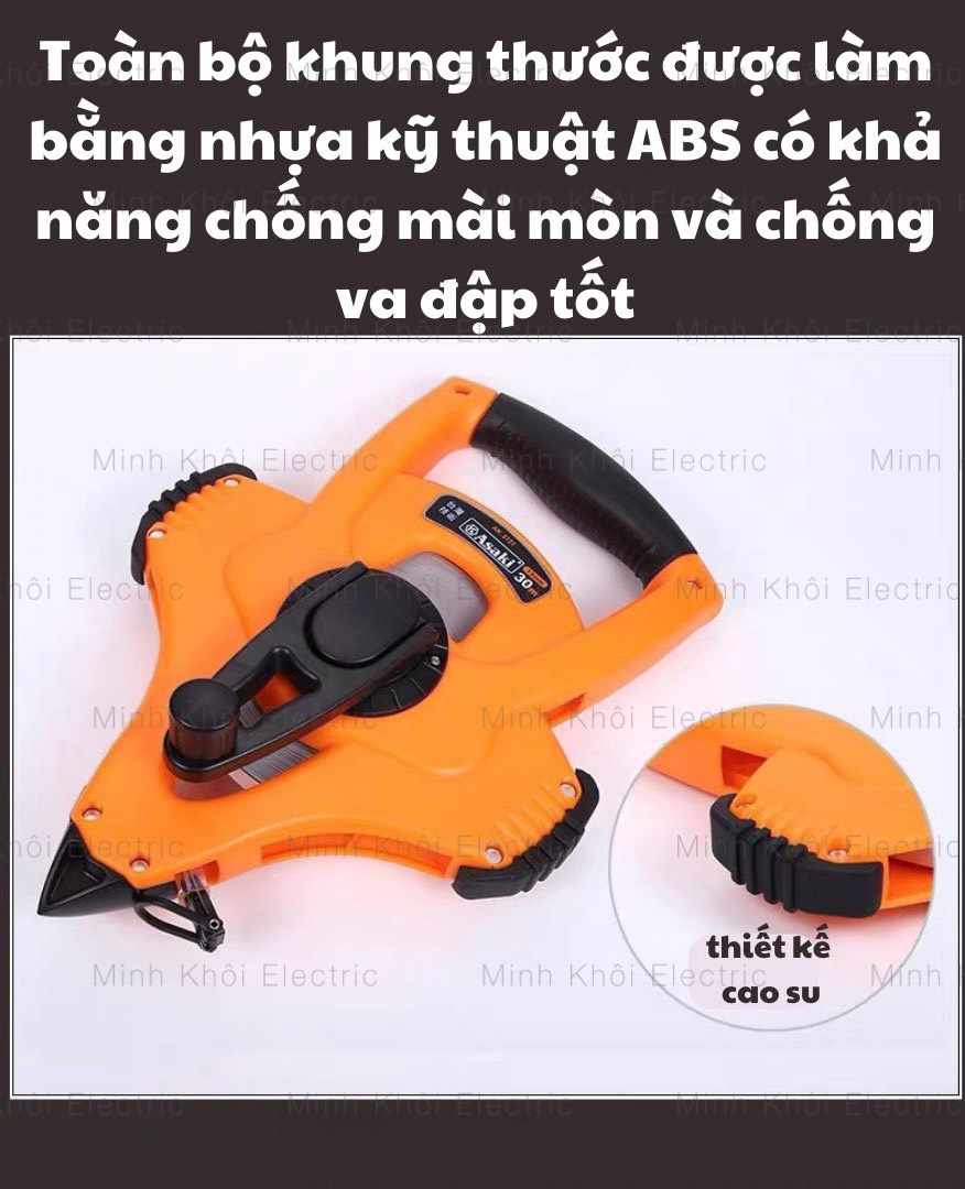 Thước cuộn thép tay quay 50m Asaki AK-2516,thước cuốn thép cắm đất,thước dây thép cắm đất,thước cắm rút 50m,thước thép cuộn,thước thép cắm đất,thước cuộn sắt,thước vải cắm đất,thước đo đất,thước kéo thép
