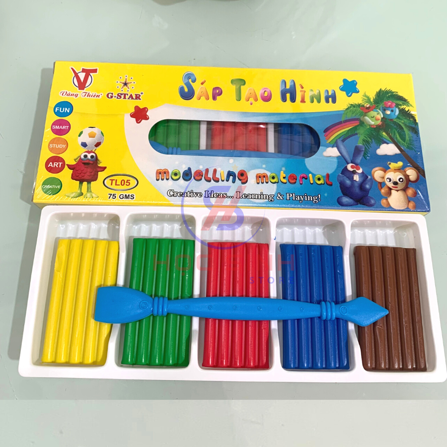 Hộp 5 Màu Đất Nặn Thái Lan Dạng Sáp Tạo Hình Hiệu G-Star TL05 - Không Chứa Hóa Chất Độc Hại - Đồ Chơi