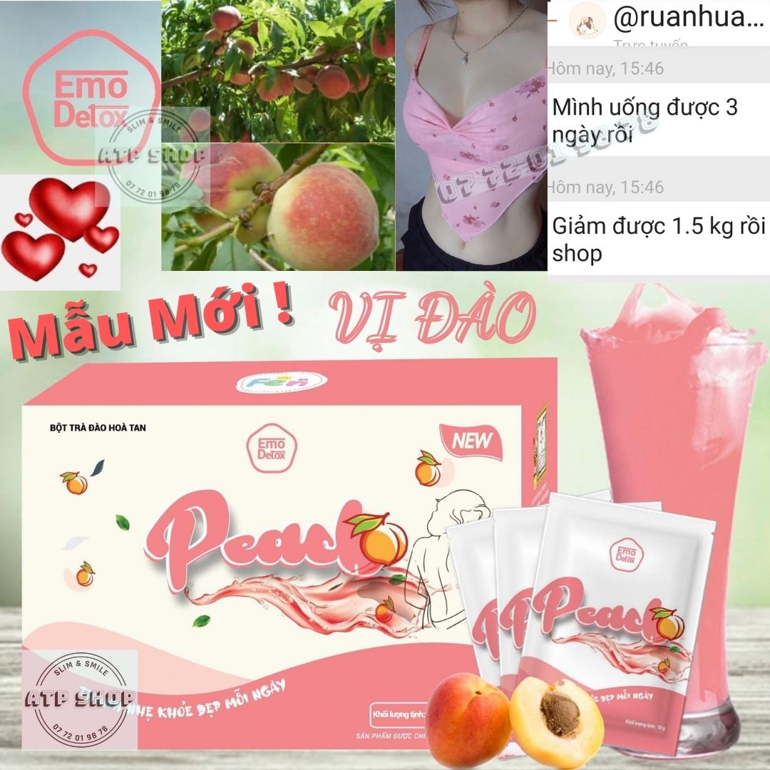 Emo Slim, VỊ ĐÀO, mẫu mới, giảm cân nhanh, tặng quà, free ship, giam can, Emoslim, collagen
