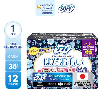 Băng vệ sinh ban đêm nhật nội địa unicharm sofy 36cm 12 miếng