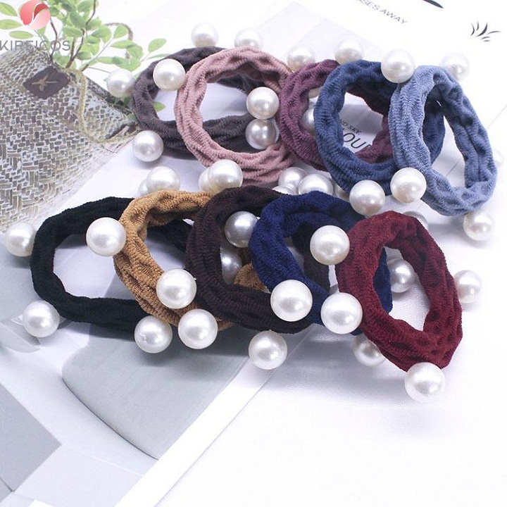 [HCM]Set 10 Dây Cột Tóc Xoăn Đính Châu Sa Nhiều Màu