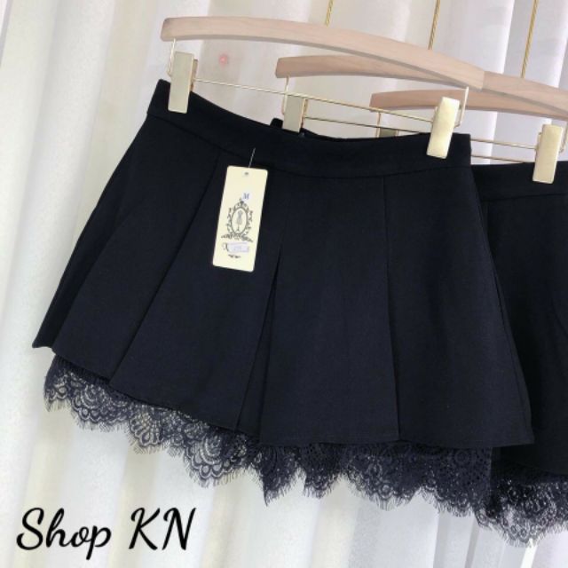 Chân váy xếp ly phối ren cao cấp