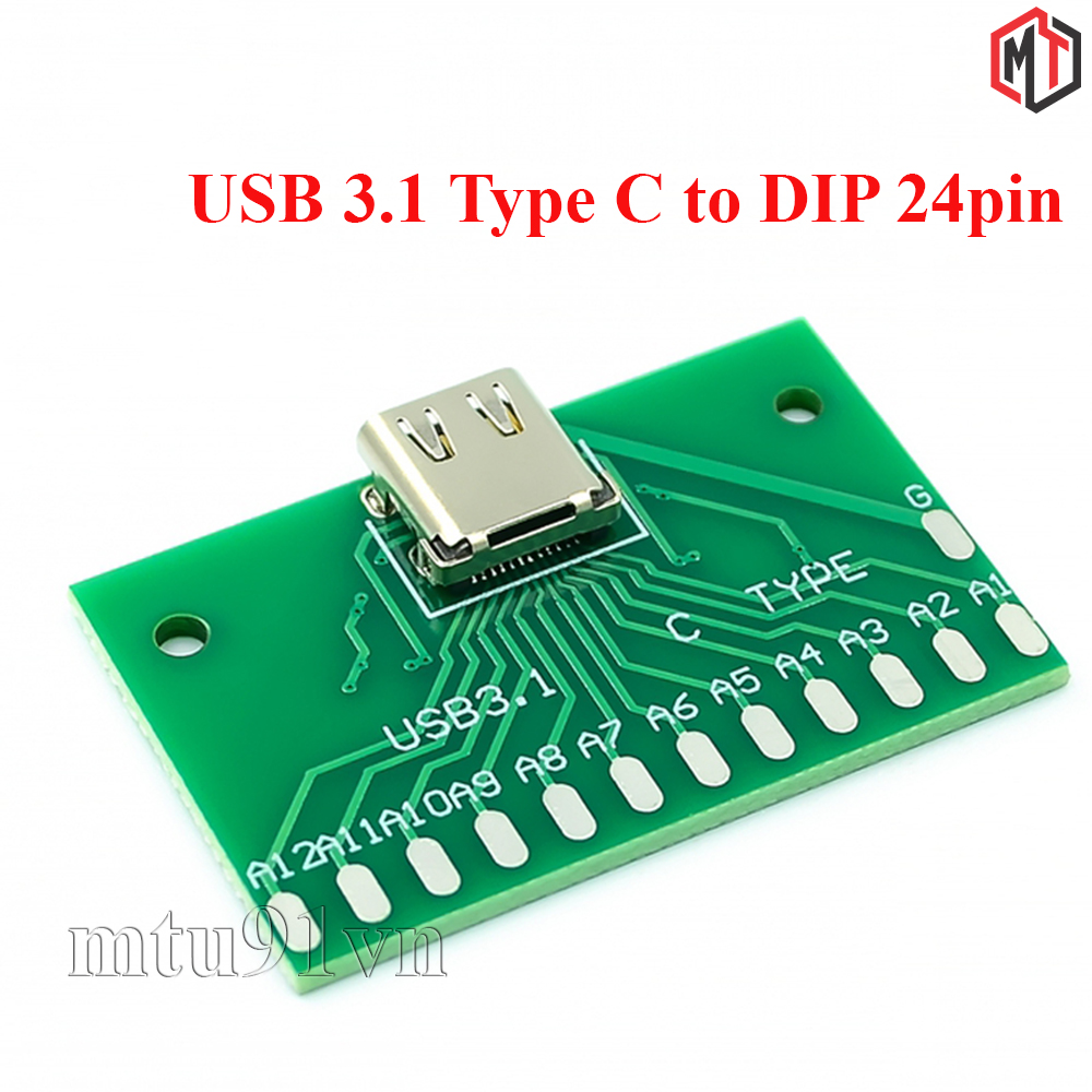 Mạch Ra Chân (hàn) Cổng USB 3.1 Type C Sang Dip 24pin