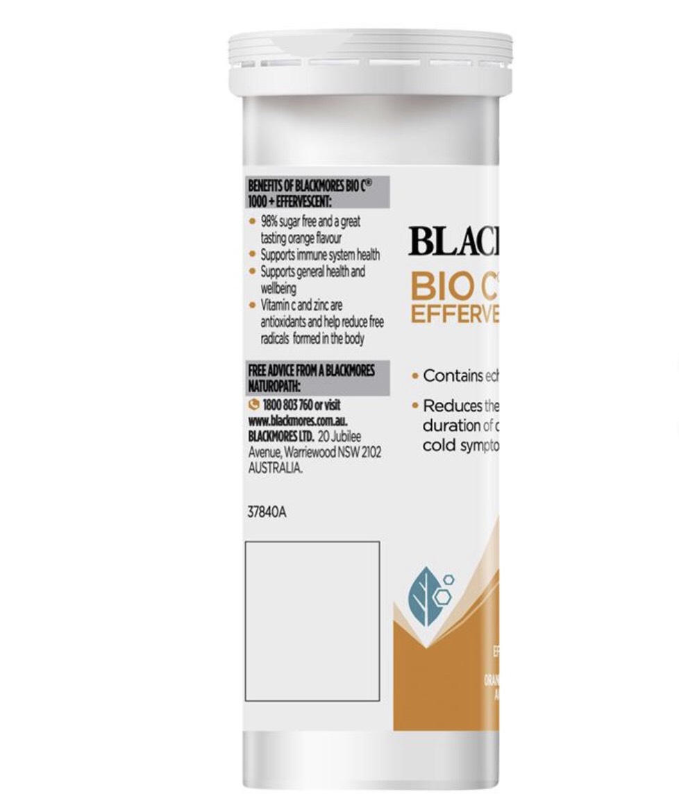 [HCM]Blackmores Vitamin C 1000 Echinacea + Zinc 10 Effervescent Tablets