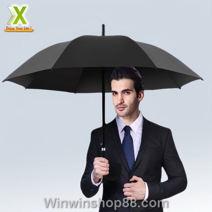 Ô dù đen trơn cán dài cỡ lớn 90cm