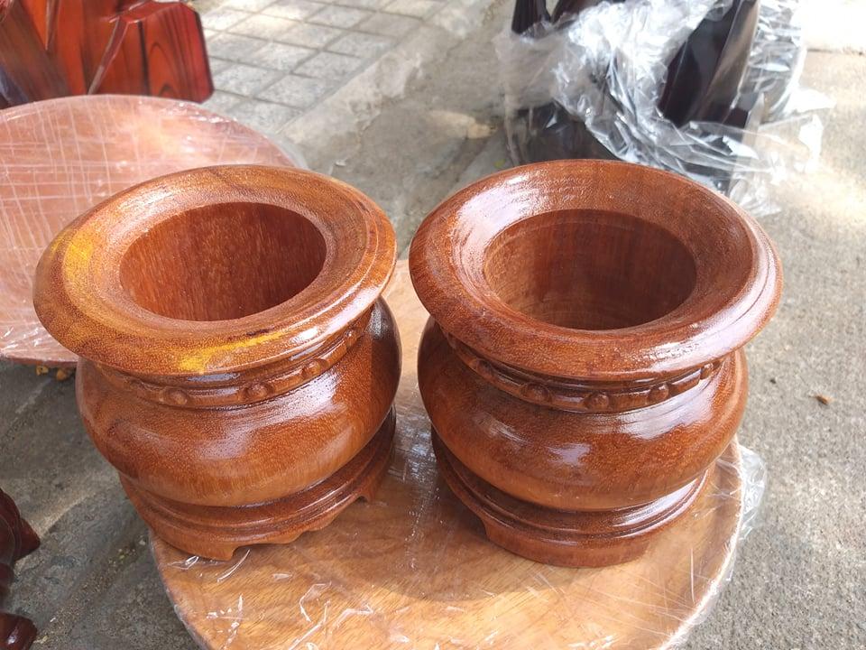 Bát nhang gỗ gỏ ngang 13cm