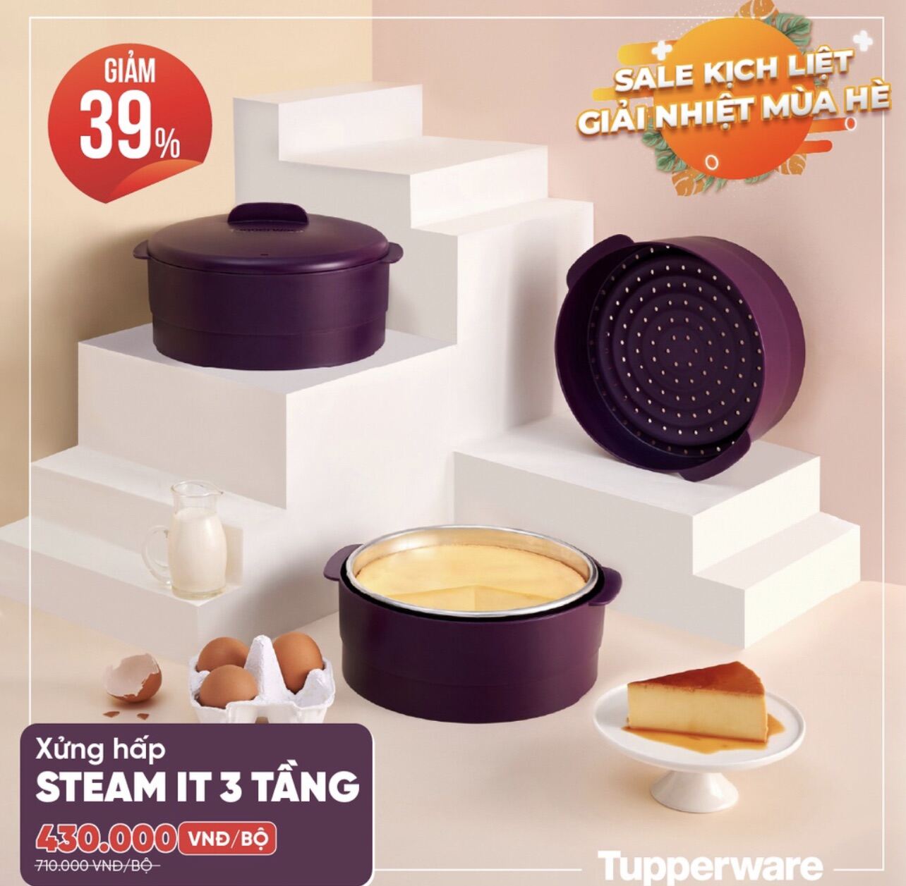 Xửng Hấp Steam It 3 Tầng -Tupperware