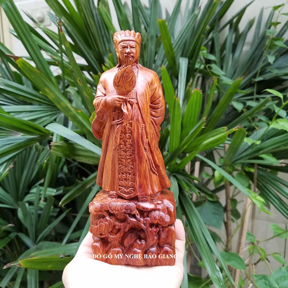 Tượng khổng minh tượng gia cát lượng gỗ hương cao 20 cm
