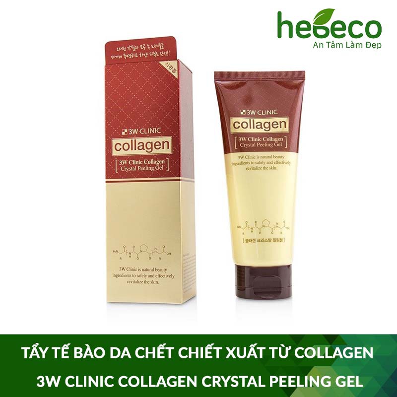 Tẩy tế bào da làm sạch sâu chiết xuất từ Collagen 3W CLINIC COLLAGEN CRYSTAL PEELING GEL 180ml - Hàn Quốc