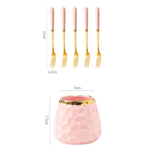 Set cốc dĩa 6 xiên gốm sứ