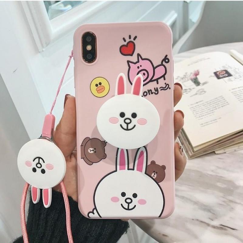 Giá Ốp lưng Samsung Galaxy A20s,A10s,M20,M30,A50,A40s,A30,A20,A10,A70,A7 2018,A9 2018,A9 Pro,C9 Pro,A5 2017,A7 2017,A8 Star,A6 2018,A6 Plus,A8 2018,A8 Plus,ốp lưng silicon Gấu Browny Thỏ Cony tặng dây đeo và giá đỡ