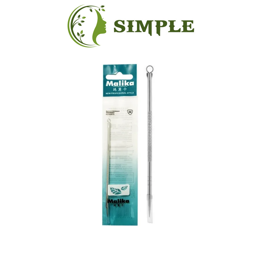 Cây nặn mụn, đầu nhọn đầu tròn que năn mụn inox 2 đầu malika dùng chăm sóc da nặn mụn.
