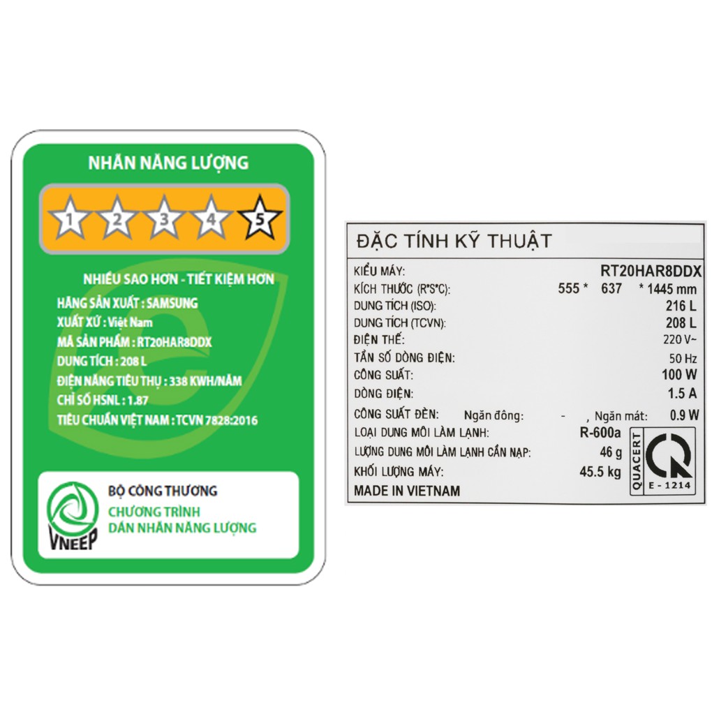 [Trả góp 0%]Tủ lạnh Samsung RT20HAR8DDX/SV 208 lít Inverter
