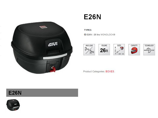 Thùng GIVI E26N tặng kèm đế MP60N (chính hãng bảo hành 2 năm)